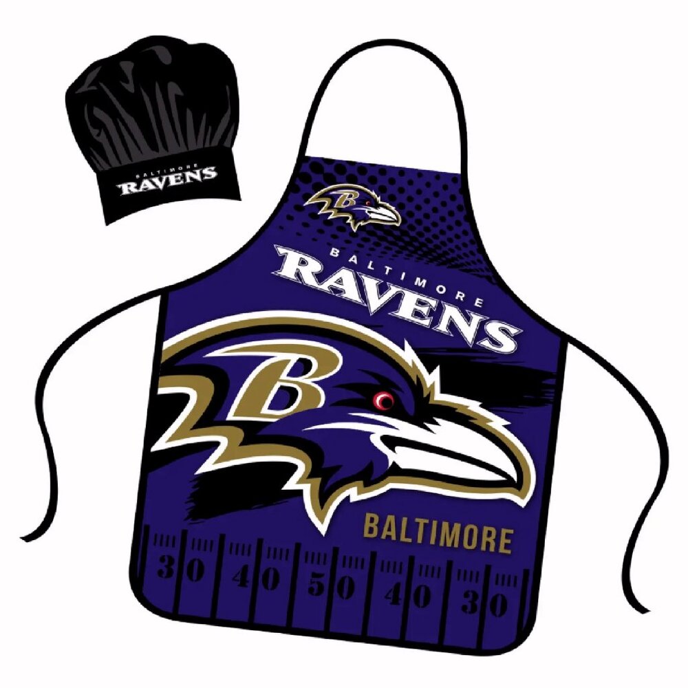 Baltimore Ravens Apron and Hat Set - NEW Fast Ship